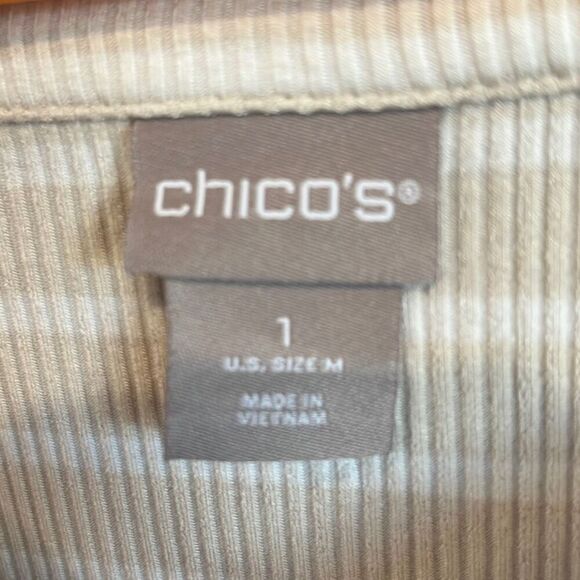 Chico’s Ribbed Square Neck Striped Top Size Medium - Picture 4 of 6